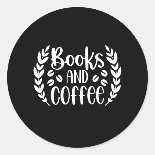 Boeken en koffie ronde sticker (Voorkant)