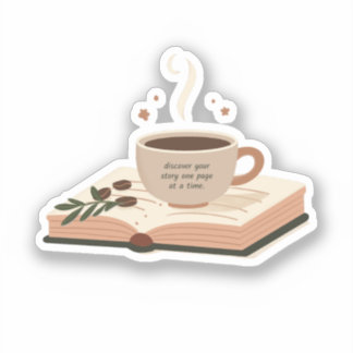 Boeken en koffie sticker