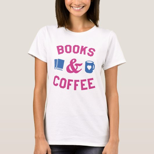 Boeken en koffie t-shirt (Voorkant)