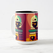 Boeken en koffie tweekleurige koffiemok (Voorkant links)