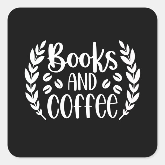 Boeken en koffie vierkante sticker (Voorkant)