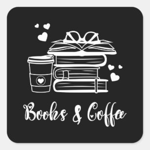 Boeken en koffie vierkante sticker