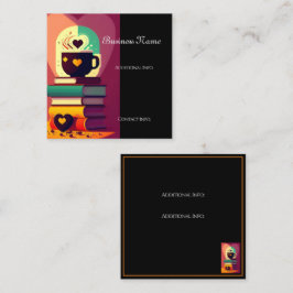 Boeken en koffie vierkante visitekaartje