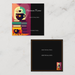 Boeken en koffie vierkante visitekaartje