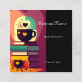 Boeken en koffie vierkante visitekaartje (Voorkant)