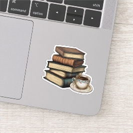  boeken en koffie waterdicht sticker