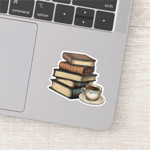  boeken en koffie waterdicht sticker