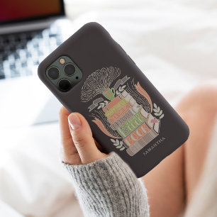Boeken- en koffieliefhebber in pasteltinten iPhone 15 case
