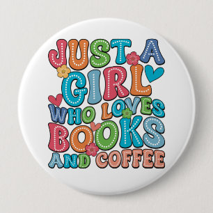 Boeken- en koffieliefhebber ronde button 4,0 cm