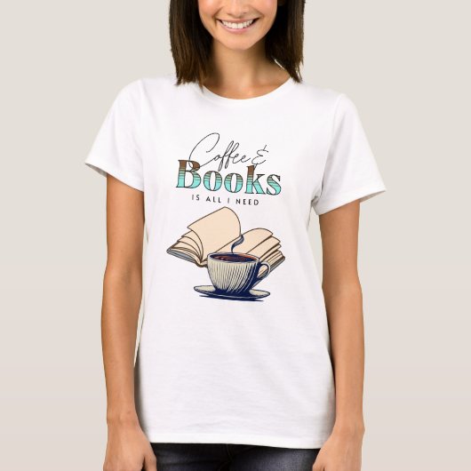  boeken en koffieliefhebber t-shirt (Voorkant)