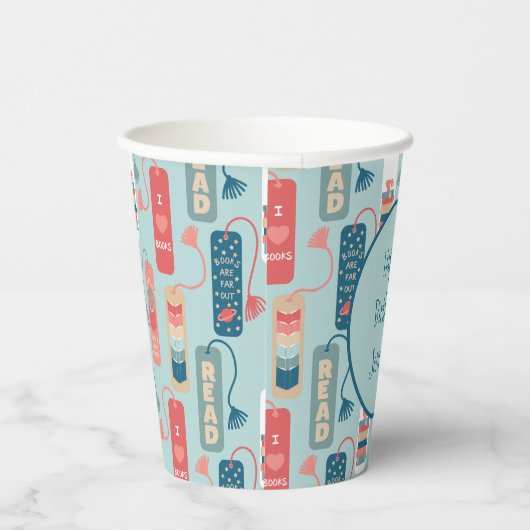 Boeken en Lezen Bladwijzer Geïllustreerd Verjaarda Papieren Bekers (Rechts)