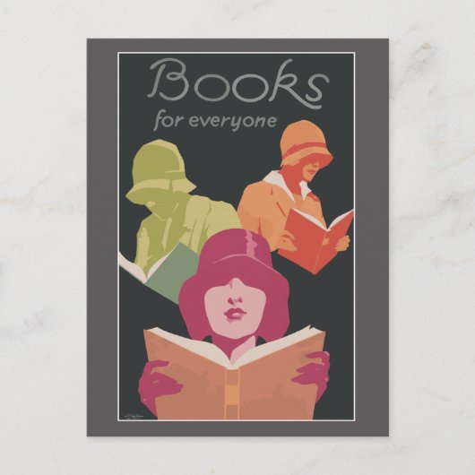 Boeken en lezen met art deco vrouwen Briefkaart (Voorkant)