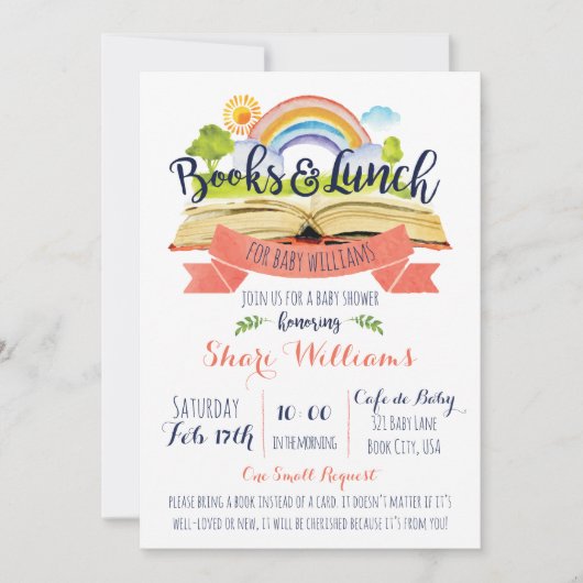 Boeken en Lunch Baby shower Kaart (Voorkant)