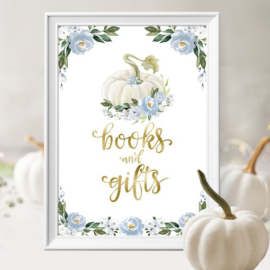 Boeken en pompoenen met Baby shower Poster
