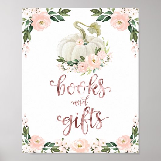 Boeken en pompoenen met Baby shower Poster (Voorkant)
