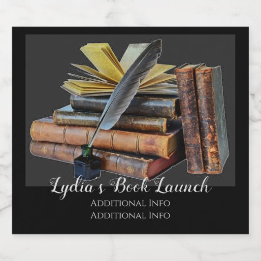 Boeken en Quill Sparkling Wijnetiket (Enkel label)