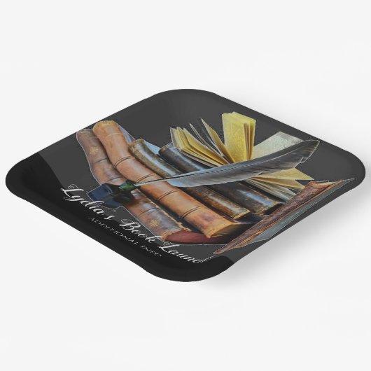 Boeken en Quill Square Papieren Bordje (Gebogen)