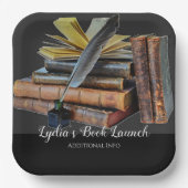 Boeken en Quill Square Papieren Bordje (Voorkant)