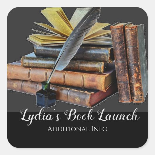 Boeken en Quill Vierkante Sticker (Voorkant)