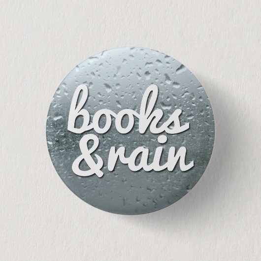 Boeken en regen ronde button 3,2 cm (Voorkant)