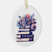  boeken en roze rozen gepersonaliseerd keramisch ornament (Rechts)