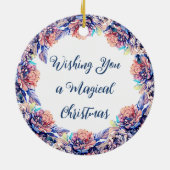  boeken en roze rozen gepersonaliseerd keramisch ornament (Achterkant)