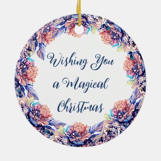  boeken en roze rozen gepersonaliseerd keramisch ornament (Achterkant)