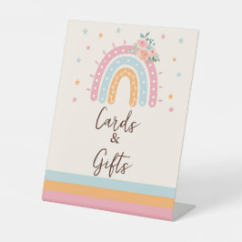 Boeken en schenkingen Regenboogregenboog Roze Baby Reclamebord Met Voetstuk
