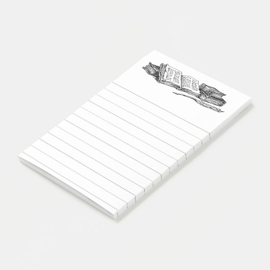  Boeken en Schrijfveer met Lijnen Sticky Post-it® Notes (Schuin)