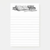  Boeken en Schrijfveer met Lijnen Sticky Post-it® Notes (Voorkant)