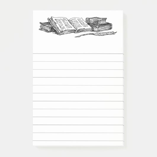 Boeken en Schrijfveer met Lijnen Sticky Post-it® Notes (Voorkant)