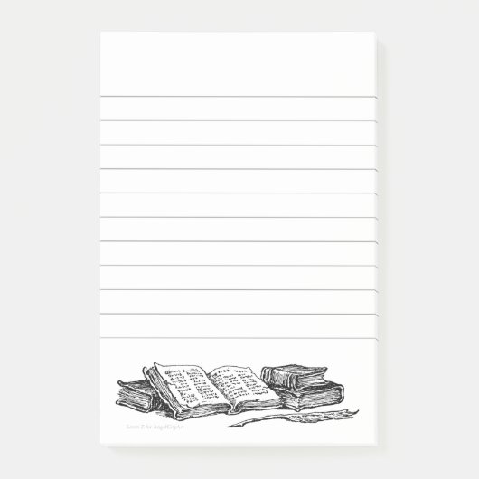 Boeken en Schrijfveer met Lijnen Sticky Post-it® Notes (Voorkant)
