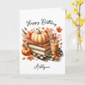 Boeken en Sinaasappel Pompoen Spice Verjaardag Kaart (Gele Bloem)