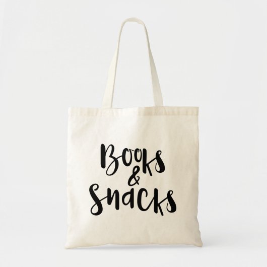 "Boeken en snacks" herbruikbare Canvas tas (Voorkant)