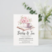 Boeken en thee verjaardagsfeestje uitnodiging (Staand voorkant)