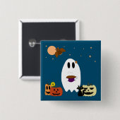 Boeken en thee vierkante button 5,1 cm (Voorkant /achterkant)