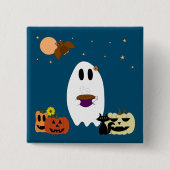 Boeken en thee vierkante button 5,1 cm (Voorkant)