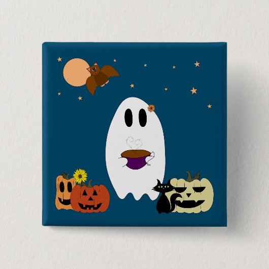 Boeken en thee vierkante button 5,1 cm (Voorkant)