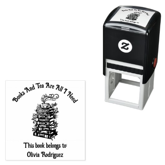 Boeken en thee  zelfinktende stempel (In situ)