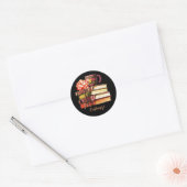 Boeken en theekzwart ronde sticker (Envelop)