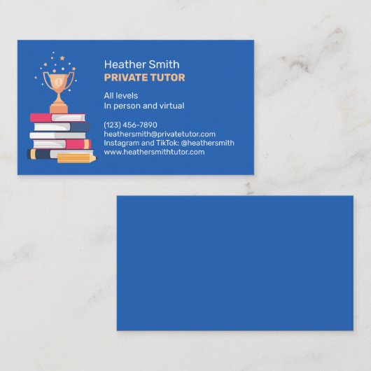 Boeken en Trofee Privé Tutor Visitekaartje (Voorkant / Achterkant)