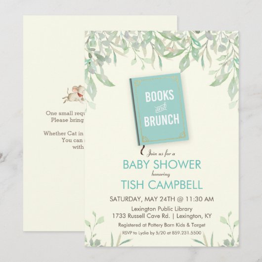 Boeken en Uitnodiging tot Baby shower Brunch (Voorkant / Achterkant)