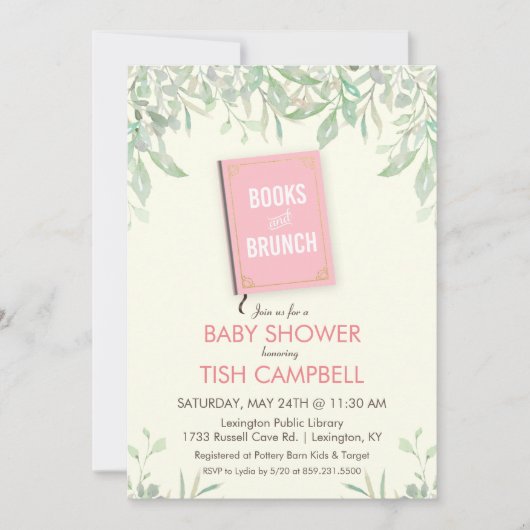 Boeken en Uitnodiging tot Baby shower Brunch (Voorkant)