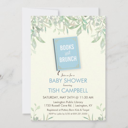 Boeken en Uitnodiging tot Baby shower Brunch (Voorkant)