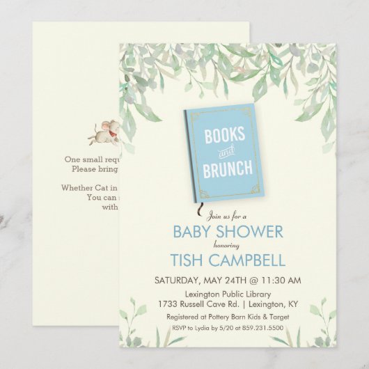 Boeken en Uitnodiging tot Baby shower Brunch (Voorkant / Achterkant)