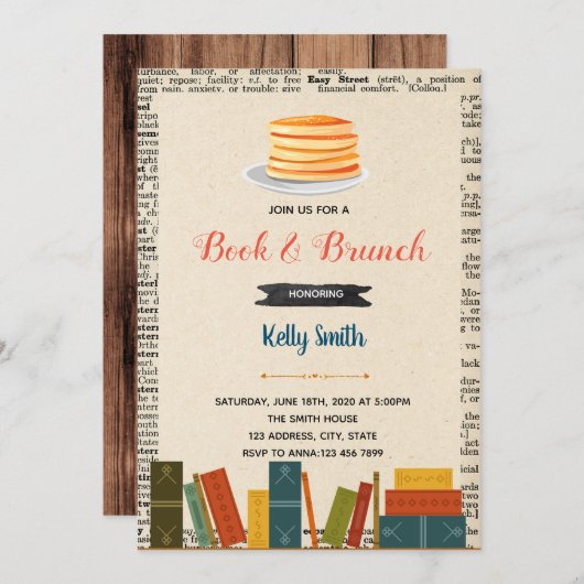 Boeken en uitnodiging van brunch party (Voorkant / Achterkant)