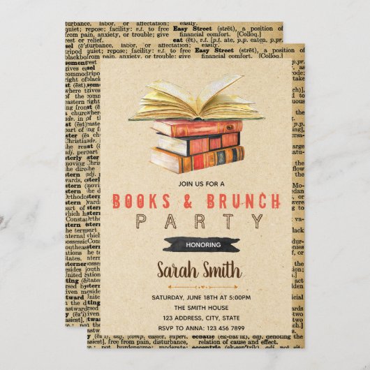 Boeken en uitnodiging van brunch party (Voorkant / Achterkant)