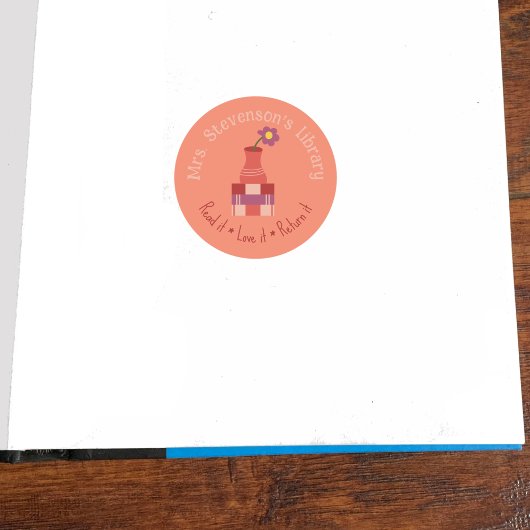 Boeken en vaas perzik lerarenbibliotheek Sticker