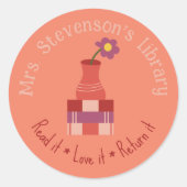 Boeken en vaas perzik lerarenbibliotheek Sticker (Voorkant)