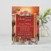 Boeken en vlinders bruids douche uitnodiging (Staand voorkant)